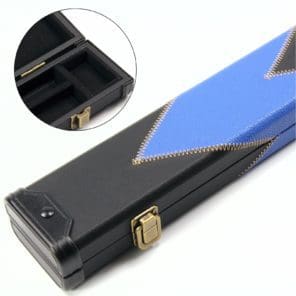 Luxury BLUE & BLACK ARROW 2pc Leather Patch Effect Snooker Pool Cue Case