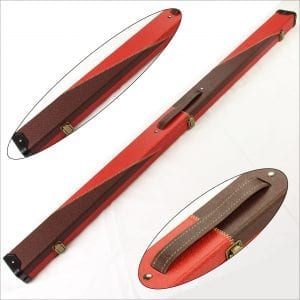 Luxury RED & BROWN TWISTER 3/4 Leatherette Patch Effect Snooker Pool Cue Case
