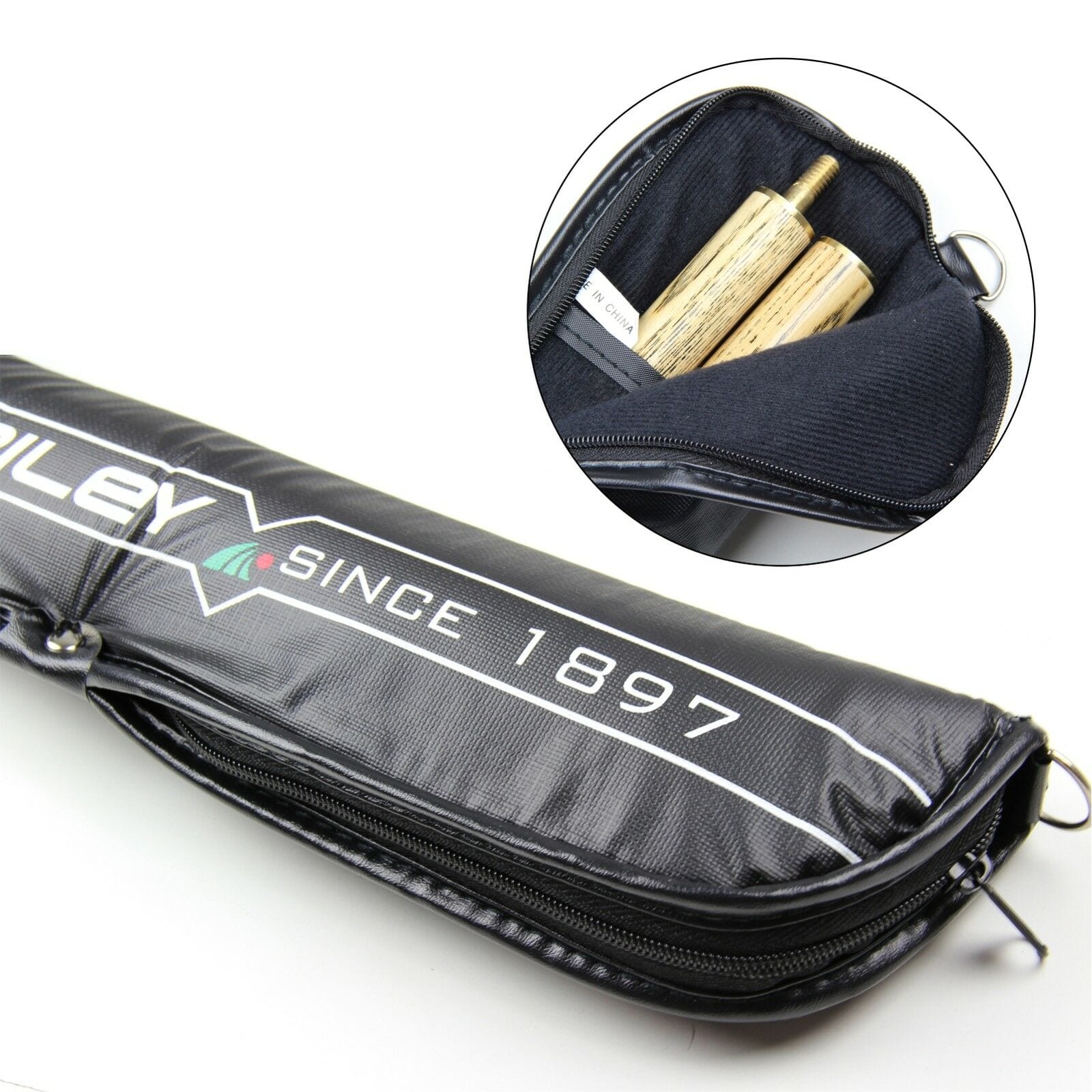 Riley MODERNO Black Padded Soft 2pc Snooker Pool Cue Case 