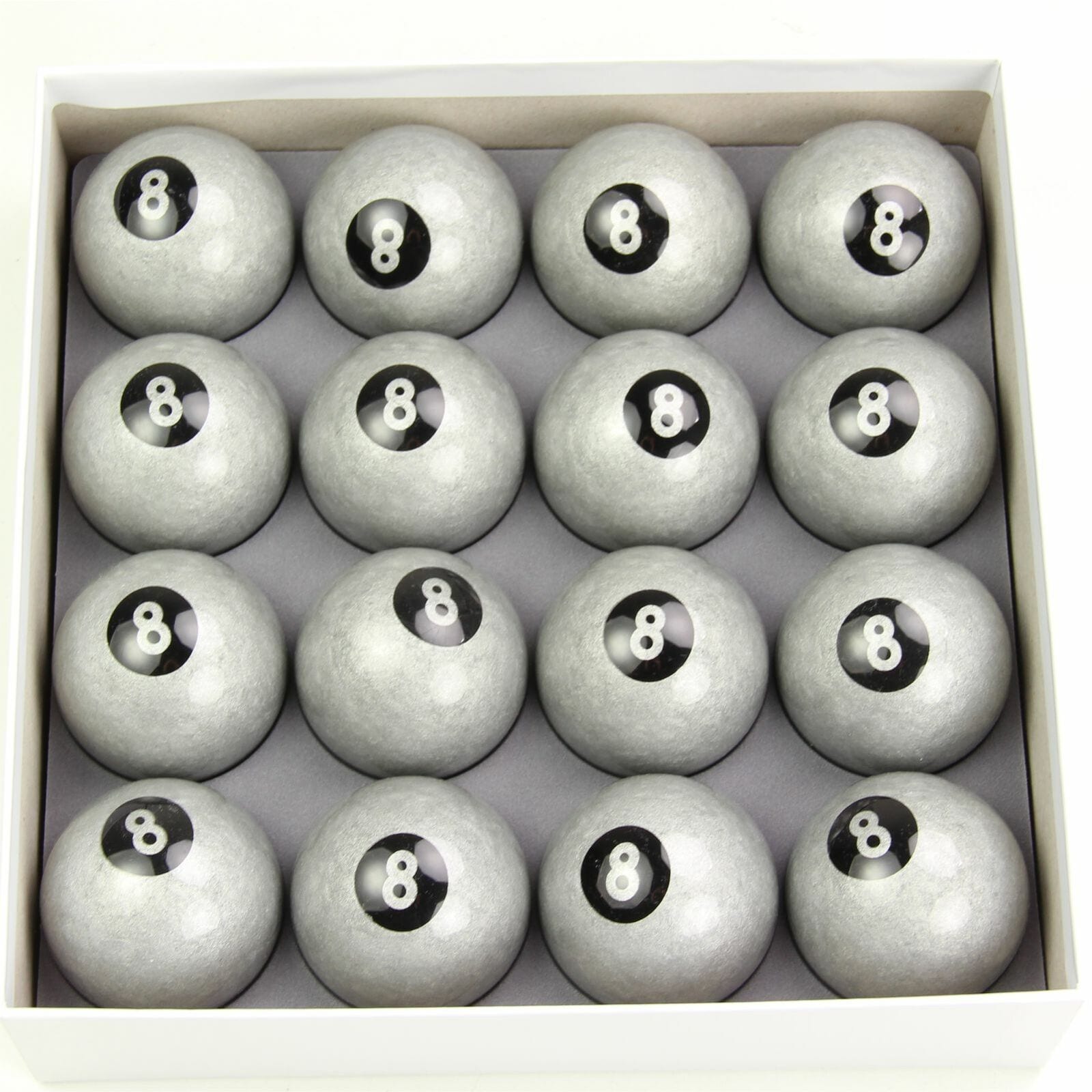 2 INCH  ARAMITH SILVER,GOLD & BLACK 8 BALL PACK FOR POOL. UK STANDARD SIZE 