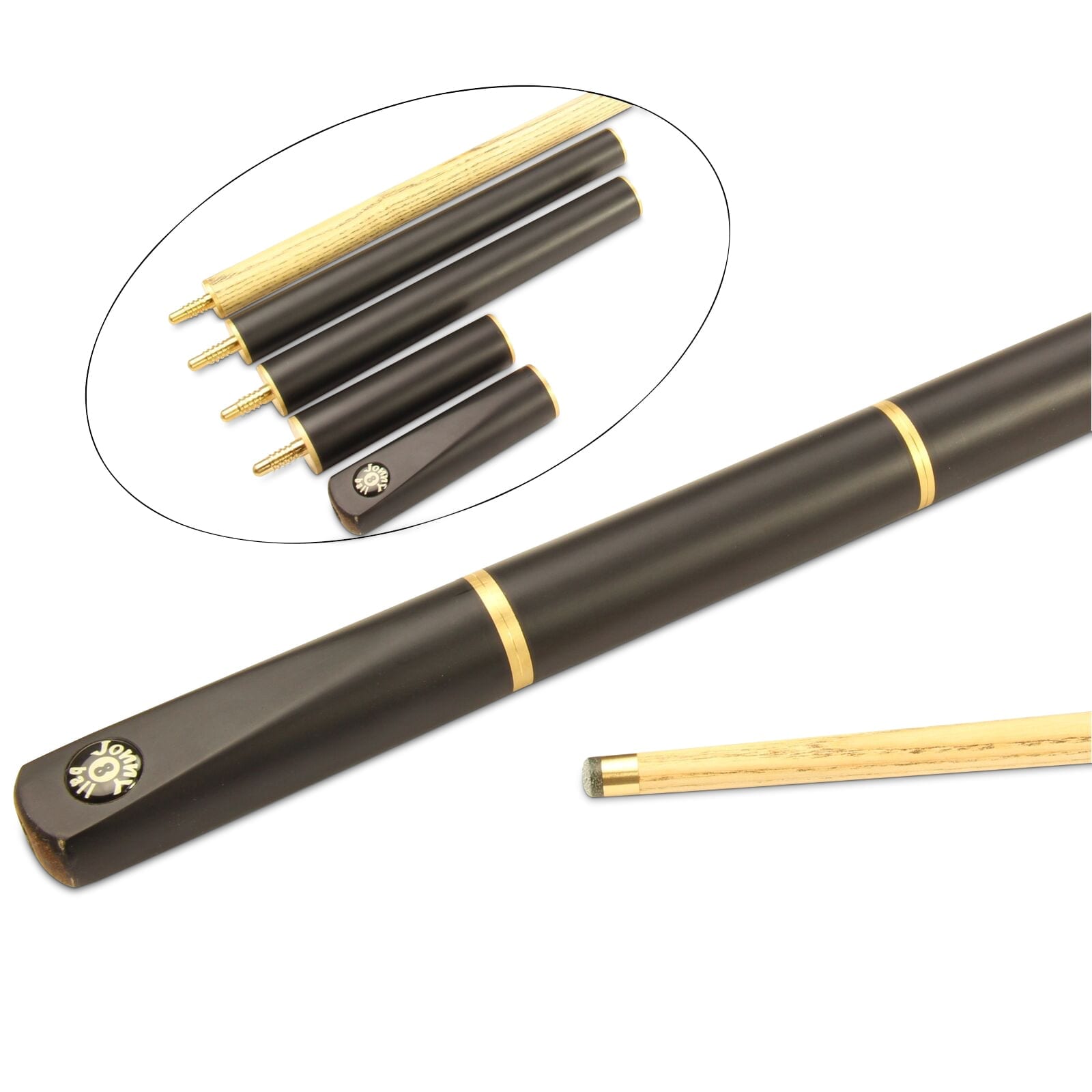 5 PC BLACK ADJUSTABLE ASH CUE WITH 8mm TIP 